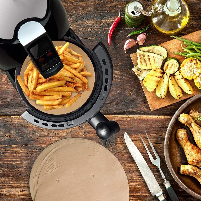 Vancens 100pcs Unbleached Air Fryer Liners, Vancens 7.5 inches Bamboo Steamer Liners, Premium Perforated Parchment Steaming Papers, Non-stick Steamer Mat, Perfect for 3.5 & 3.7QT Air Fryers/Baking/Cooking - Image 2